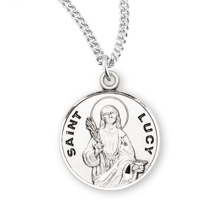 Patron Saint Lucy Round Sterling Silver Medal - S975618