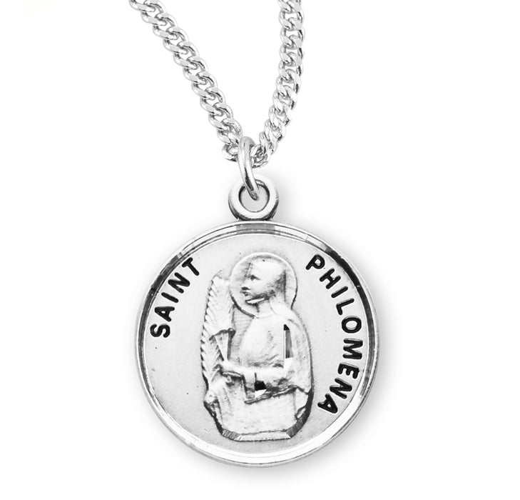 Patron Saint Philomena Round Sterling Silver Medal - S977418