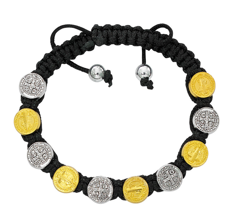 BLACK CORD SILVER/GOLD ST. BENEDICT-BR869C