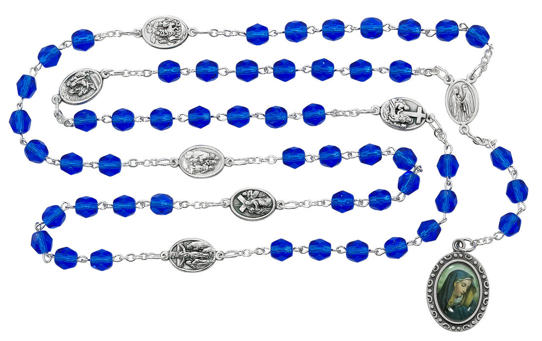 (R525DF) 7MM BLUE SEVEN SORROW CHAPLET