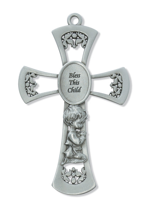 6in Pewter Baby Boy's Cross - 73-12