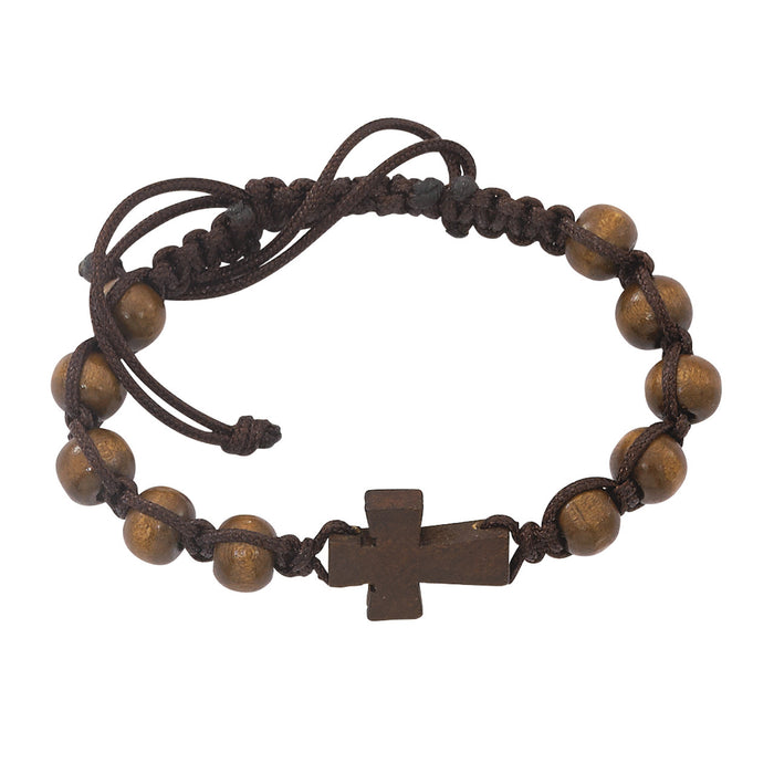 DARK BROWN CROSS ADJUSTABLE  BRACELET-BR688C